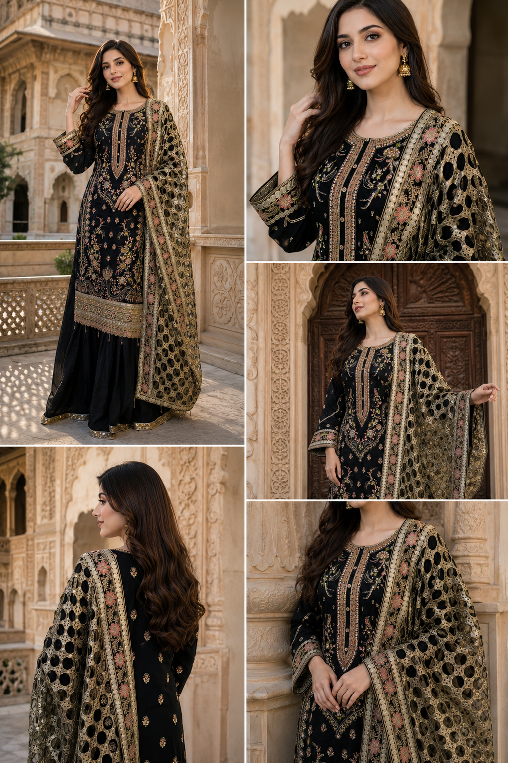 Black Embroidered Party Wear Suit