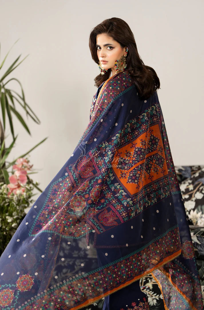 Karma Ayra - Dark Navy Embroidered 3PC Pakistani Suit