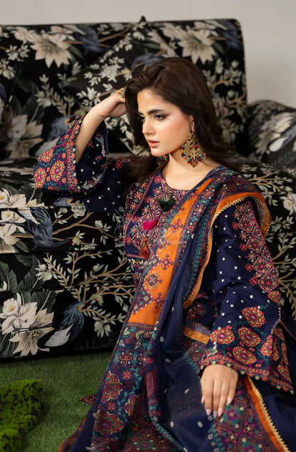 Karma Ayra - Dark Navy Embroidered 3PC Pakistani Suit