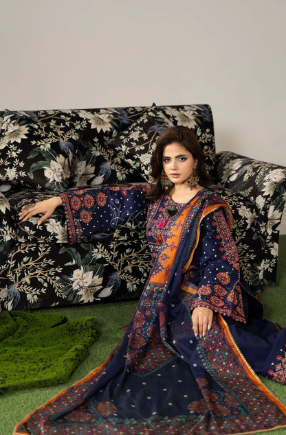Karma Ayra - Dark Navy Embroidered 3PC Pakistani Suit