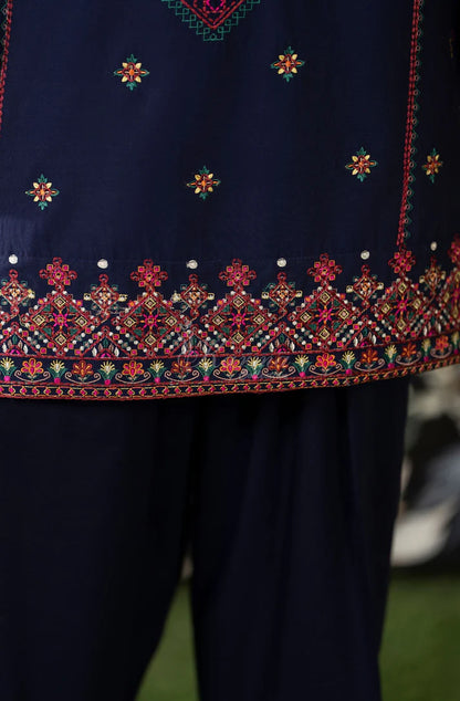 Karma Ayra - Dark Navy Embroidered 3PC Pakistani Suit