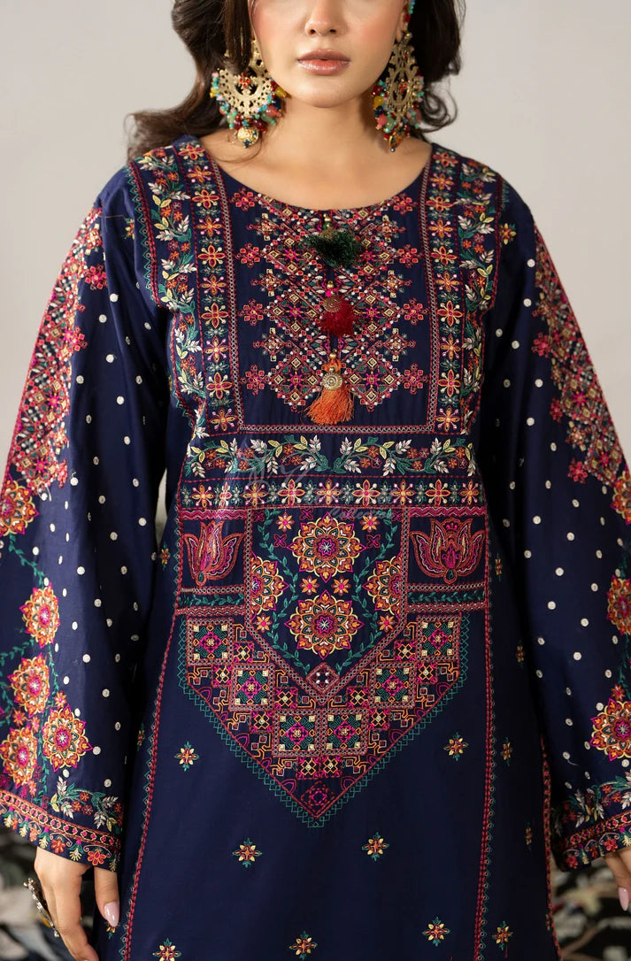 Karma Ayra - Dark Navy Embroidered 3PC Pakistani Suit