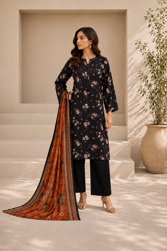 SADABAHAR - Printed Lawn Suit - Black