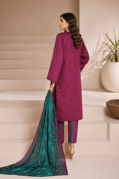 SADABAHAR - Printed Lawn Suit - Rani Pink