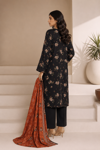 SADABAHAR - Printed Lawn Suit - Black