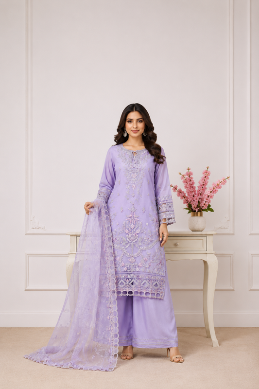 Sadabahar Ready To Wear Mahpara Embroidered Organza 3 Piece Suit