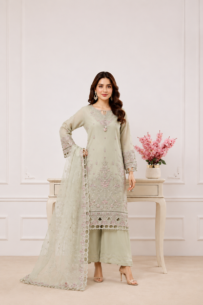 Sadabahar Ready To Wear Mahpara Embroidered Organza 3 Piece Suit