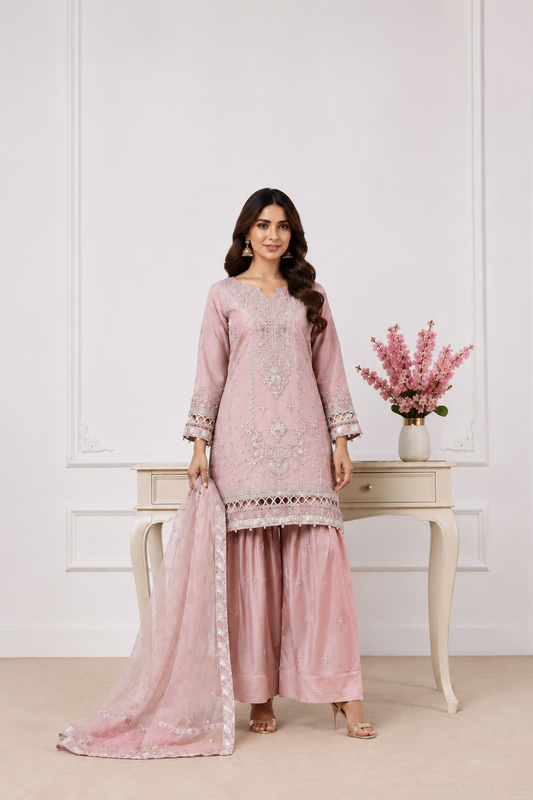 Sadabahar Ready To Wear Mahpara Embroidered Organza 3 Piece Suit