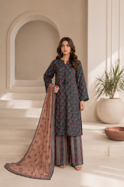 SADABAHAR - Printed Lawn Suit - Teal Green