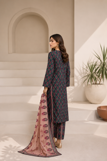 SADABAHAR - Printed Lawn Suit - Teal Green