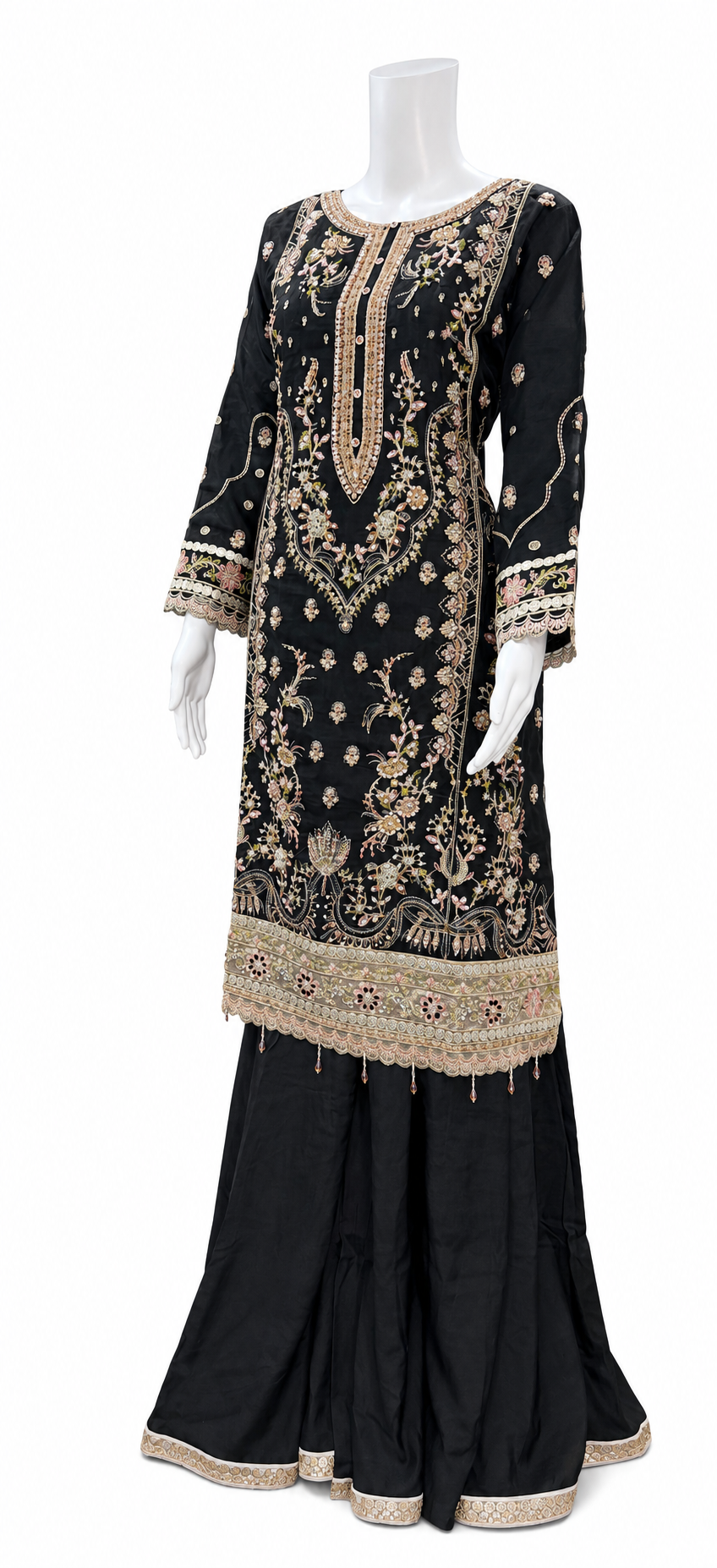 Black Embroidered Party Wear Suit