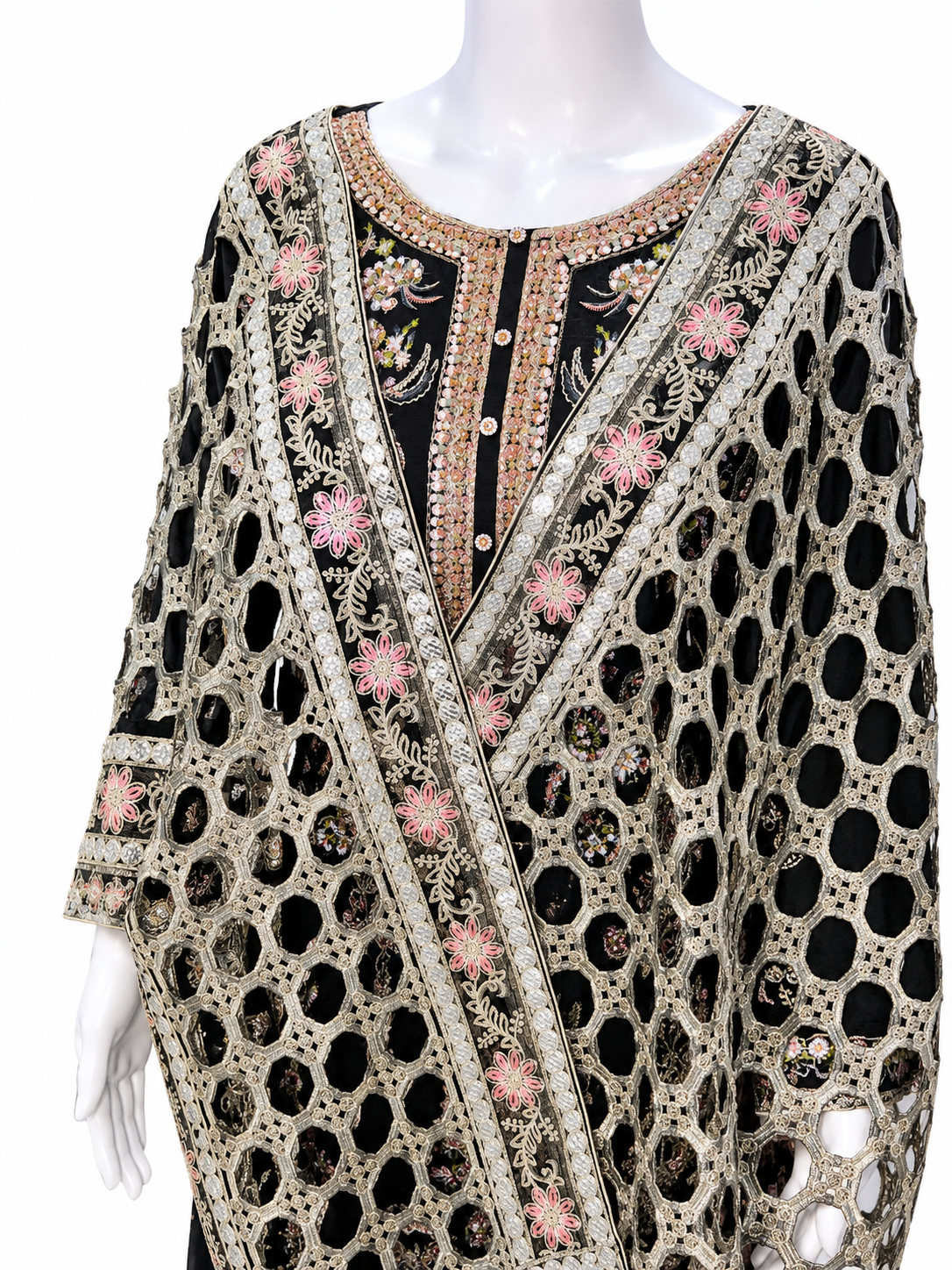 Black Embroidered Party Wear Suit