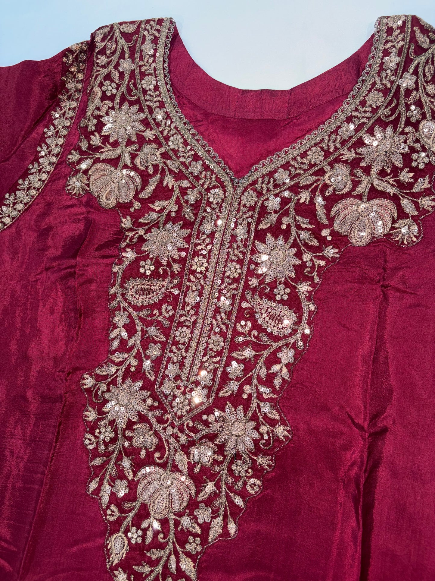 Maroon Traditional Embroidered Suit