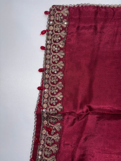 Maroon Traditional Embroidered Suit