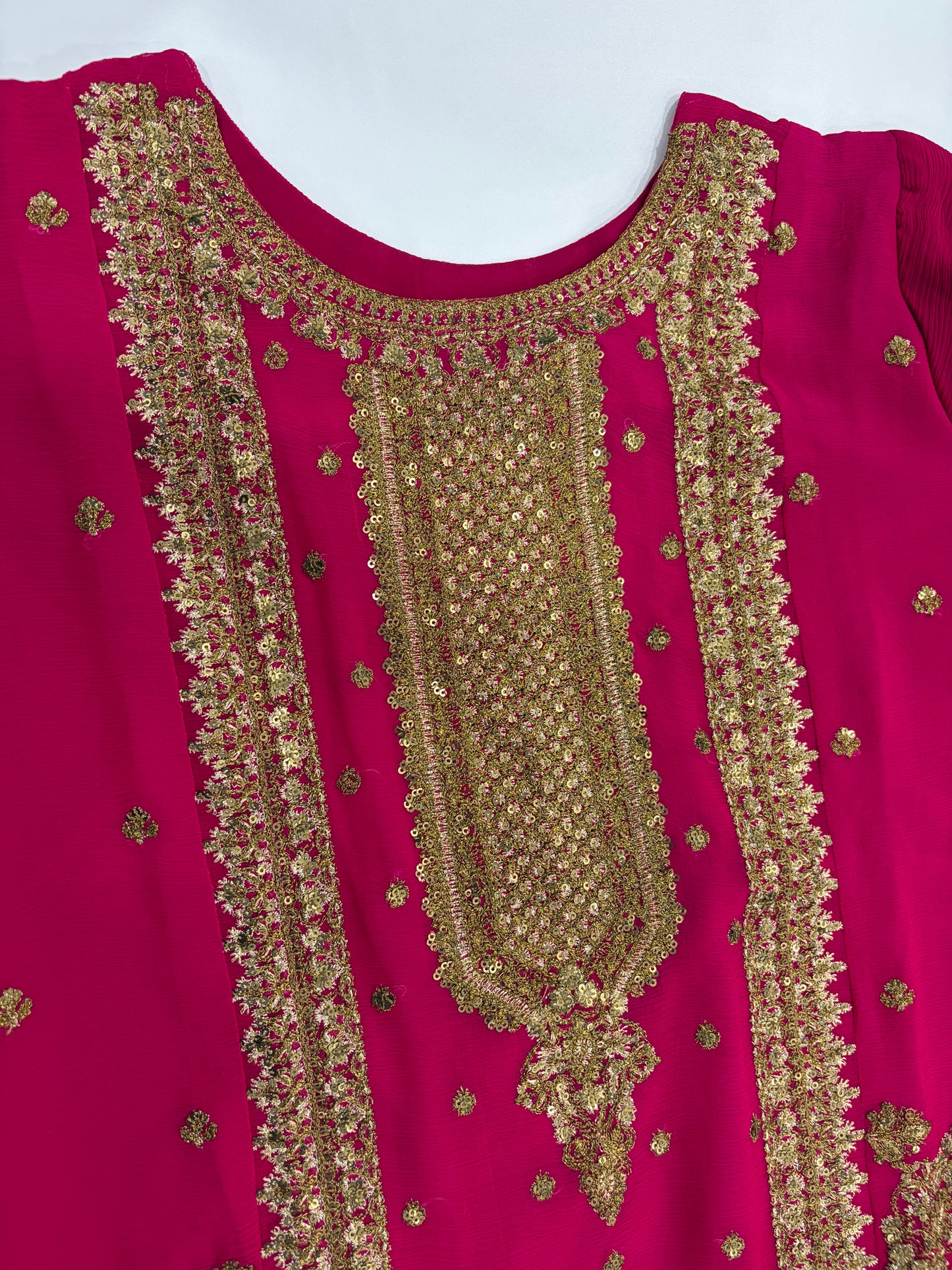 Bright Pink Festive Embroidered Suit