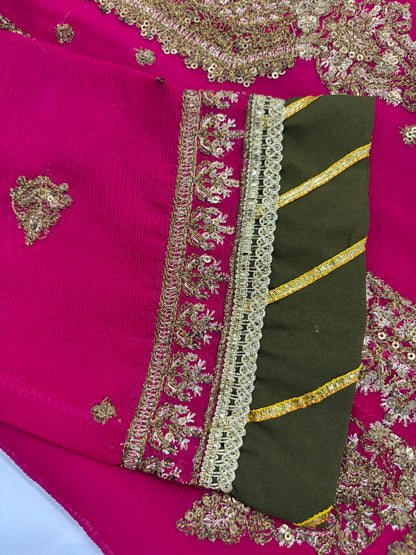 Bright Pink Festive Embroidered Suit