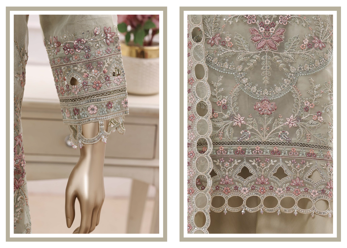 Sadabahar Ready To Wear Mahpara Embroidered Organza 3 Piece Suit