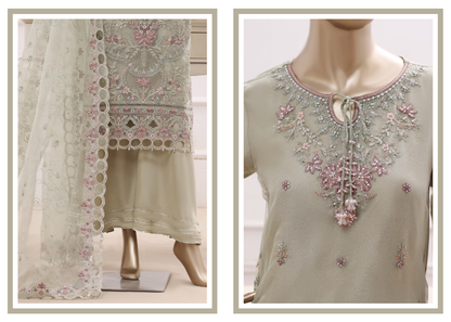 Sadabahar Ready To Wear Mahpara Embroidered Organza 3 Piece Suit