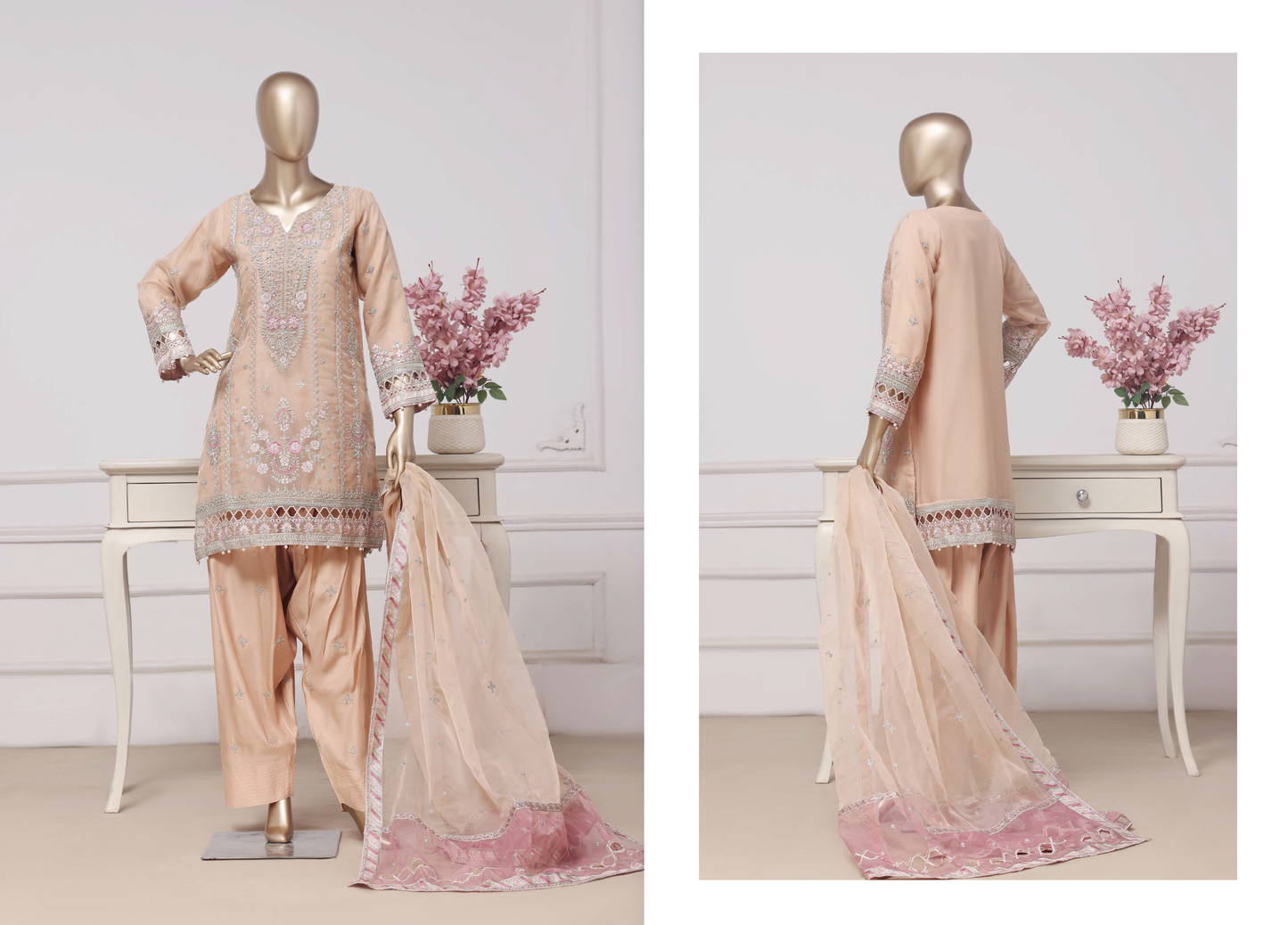 Sadabahar Ready To Wear Mahpara Embroidered Organza 3 Piece Suit