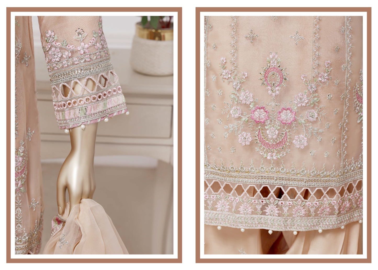 Sadabahar Ready To Wear Mahpara Embroidered Organza 3 Piece Suit