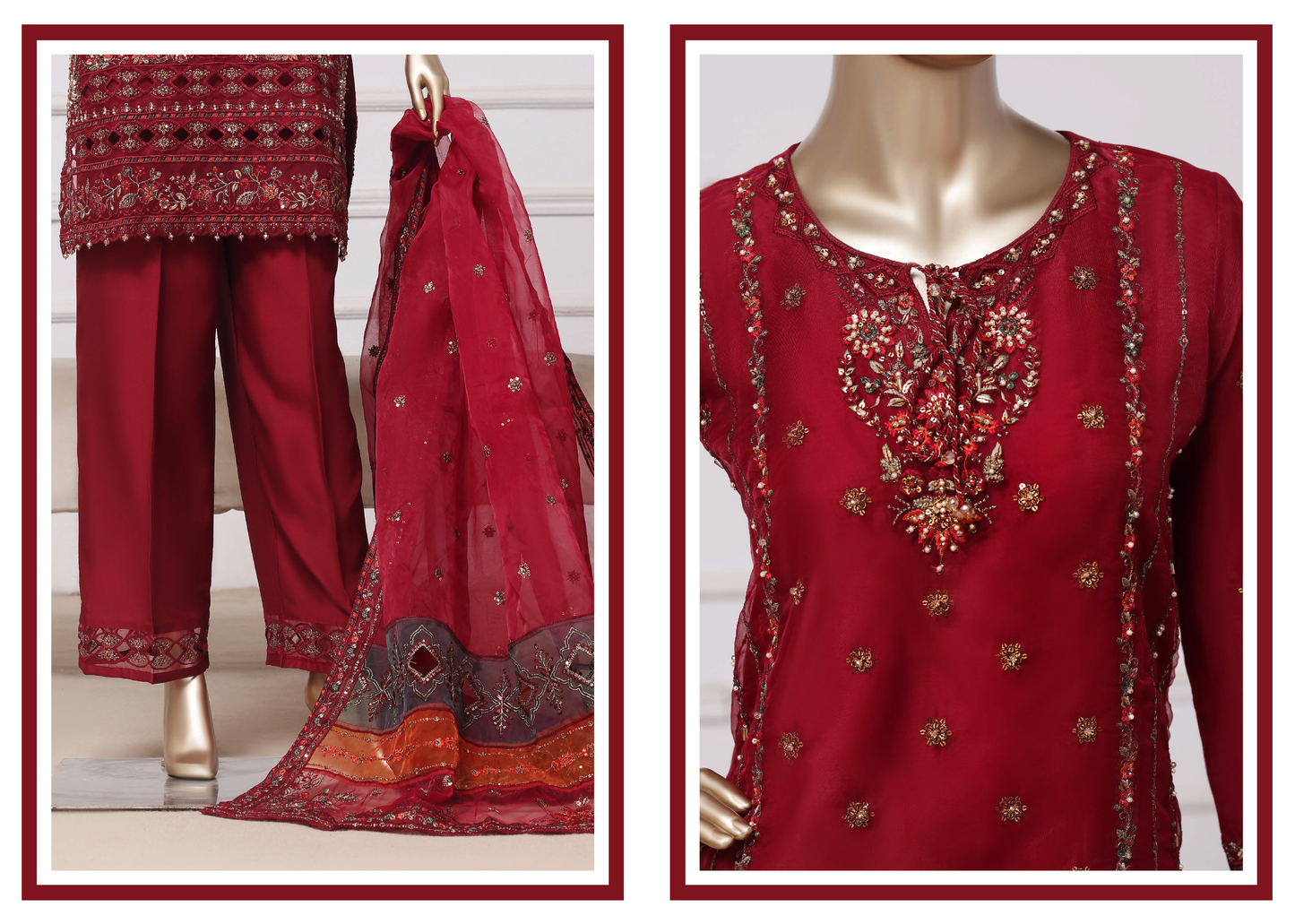 Sadabahar Ready To Wear Mahpara Embroidered Organza 3 Piece Suit