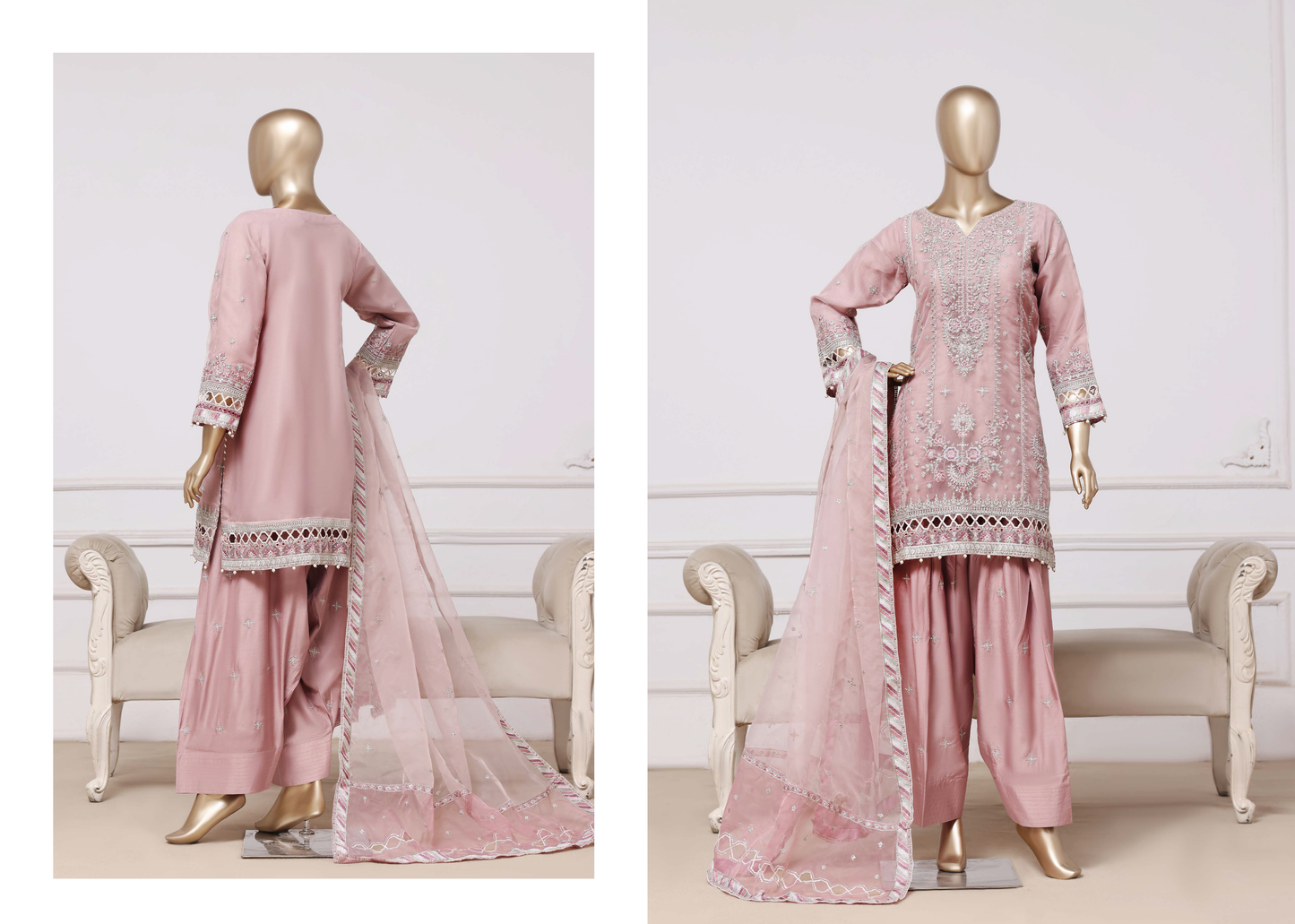 Sadabahar Ready To Wear Mahpara Embroidered Organza 3 Piece Suit