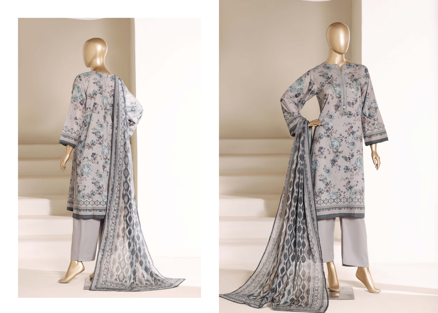 SADABAHAR - Printed Lawn Suit - Pearl Grey