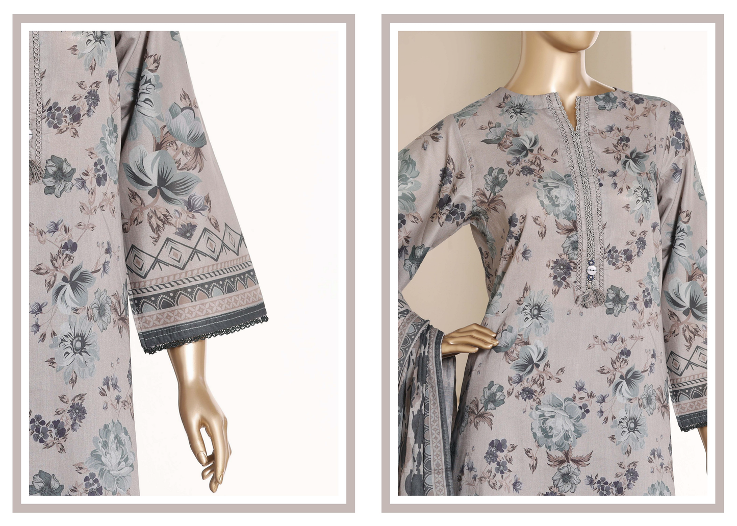 SADABAHAR - Printed Lawn Suit - Pearl Grey