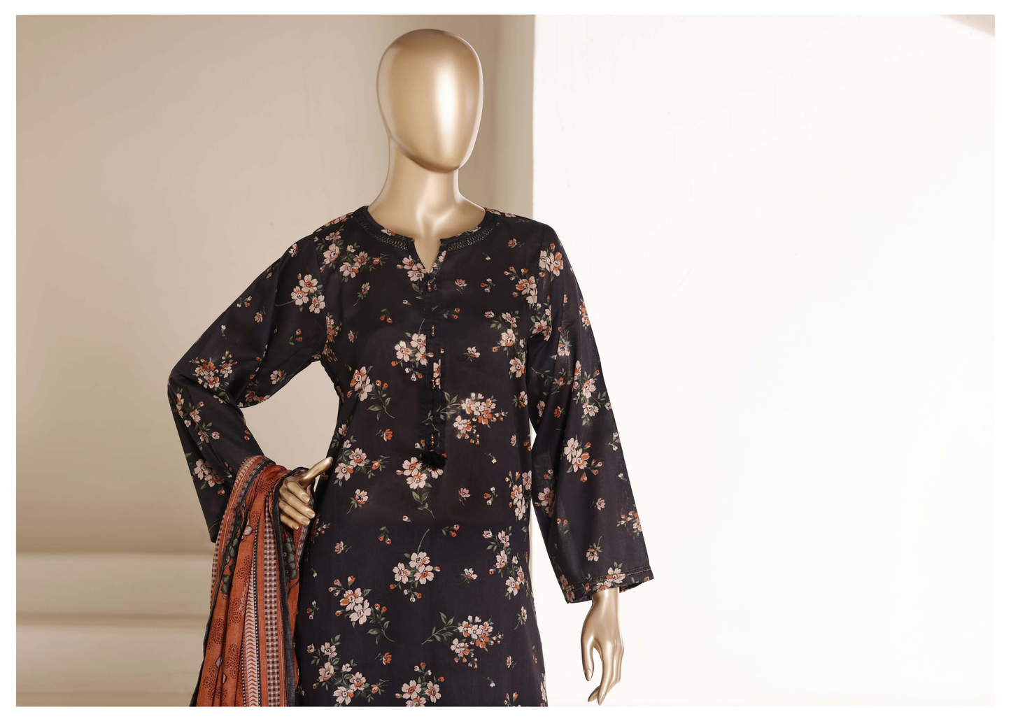 SADABAHAR - Printed Lawn Suit - Black