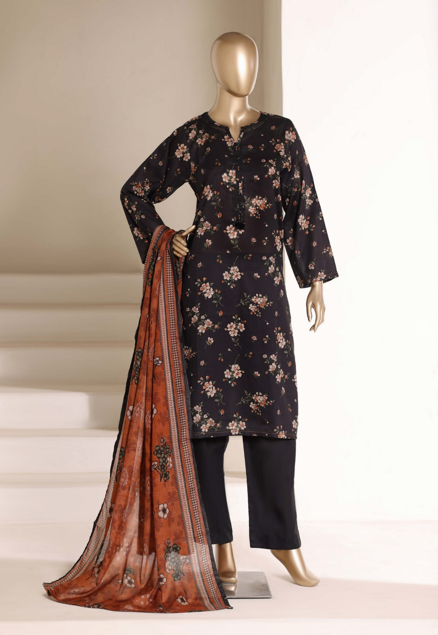 SADABAHAR - Printed Lawn Suit - Black