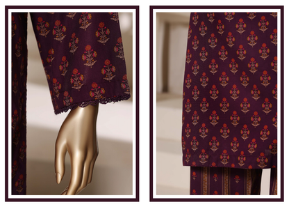 SADABAHAR - Printed Lawn Suit - Deep Wine