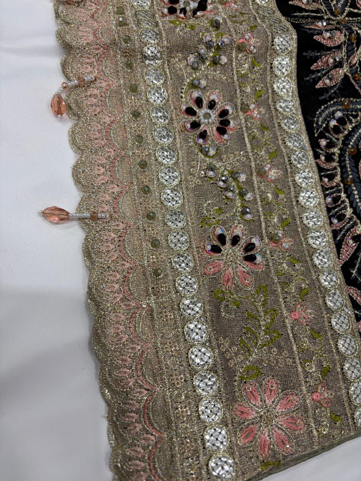 Black Embroidered Party Wear Suit